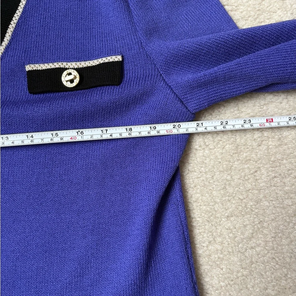 St John Santana knit cardigan jacket, purple/ blue, old money, preppy, sz 12 - Picture 5 of 9